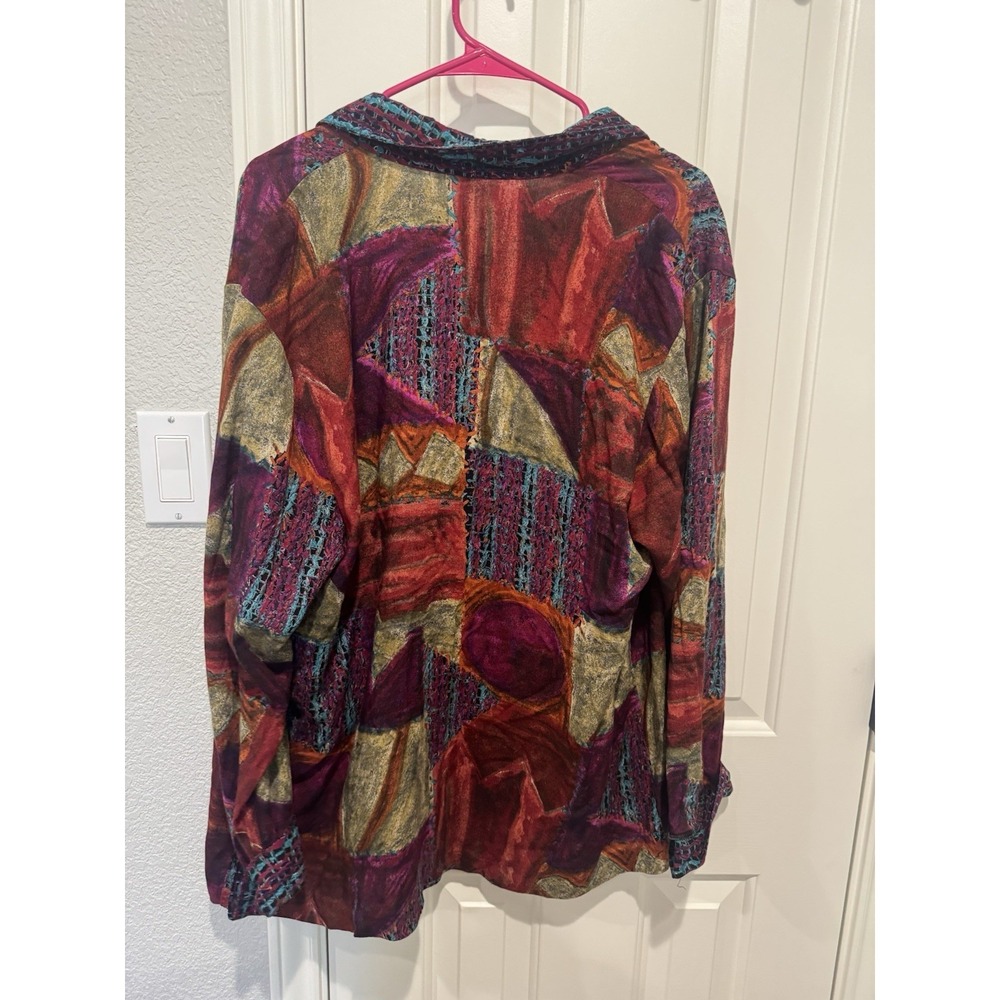 Vintage Indie Jacket Cardigan Abstract Art Grunge 70s Hippie Festival Large XL - Picture 3 of 5
